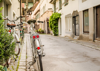 ULM, GERMANY - MAY 12,2014 - In the old streets of Ulm in may 12, 2014. Ulm is a city in the...
