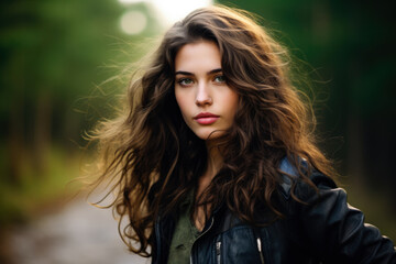 Young rider woman looking at the camera