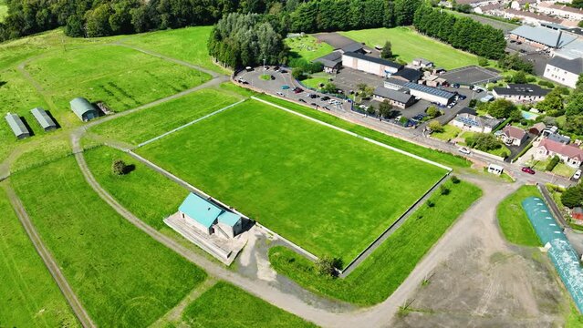 Aerial video of Ballymoney Showgrounds County Antrim Northern Ireland