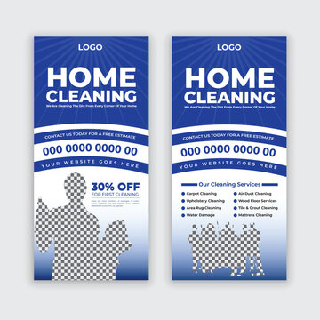 Home cleaning service Dl flyer template, or rack card for roof cleaning, window cleaning, office cleaning, junk dust removal, and Multipurpose Cleaning service rack card  and leaflet layout