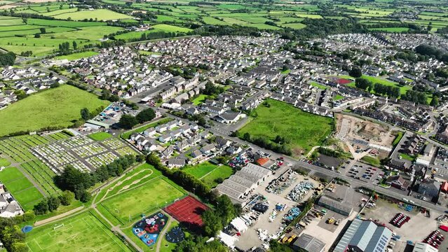 Aerial video of Ballymoney Cemetery Ballymoney Town Co Antrim Northern Ireland
