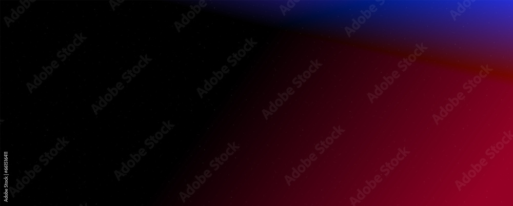 Poster Background with trendy gradient and noise. Red and blue colors. Glare from lenses, overlay texture. Vector banner with dust and smooth color transition