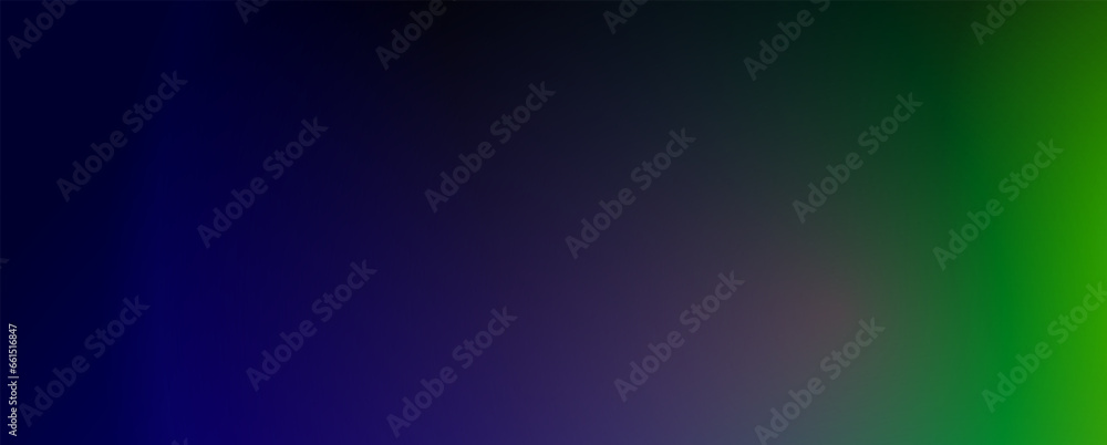 Poster Background with trendy gradient and noise. Black and green and dark blue and gray colors. Glare from lenses, overlay texture. Vector banner with dust and smooth color transition