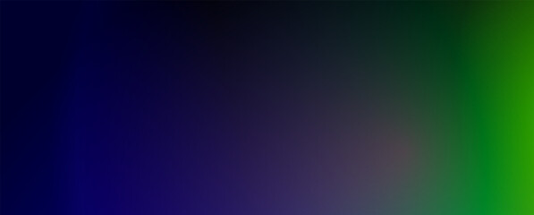 Background with trendy gradient and noise. Black and green and dark blue and gray colors. Glare from lenses, overlay texture. Vector banner with dust and smooth color transition
