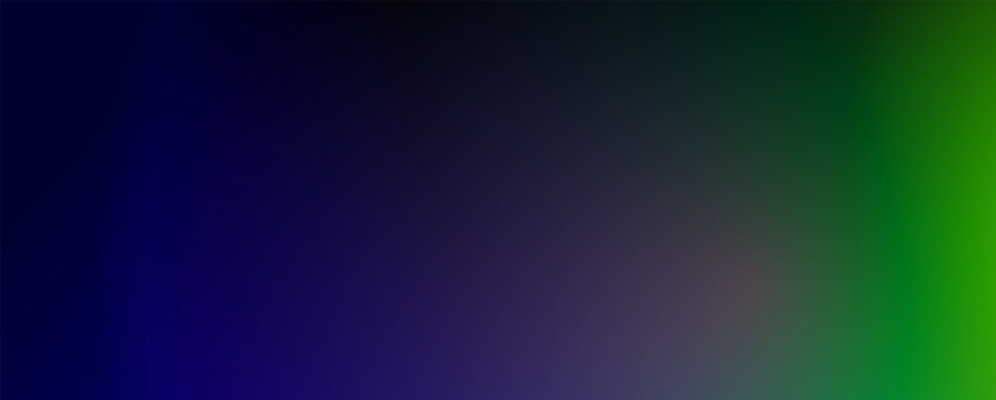 Background with trendy gradient and noise. Black and green and dark blue and gray colors. Glare from lenses, overlay texture. Vector banner with dust and smooth color transition