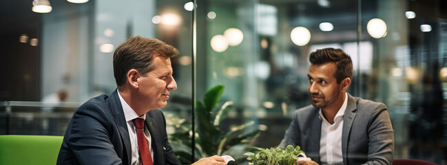 Client Consultation with Male Loan Manager at Bank Branch