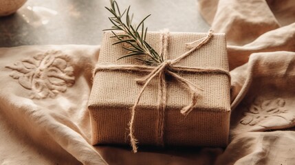 A gift box wrapped in eco-friendly materials. AI generated