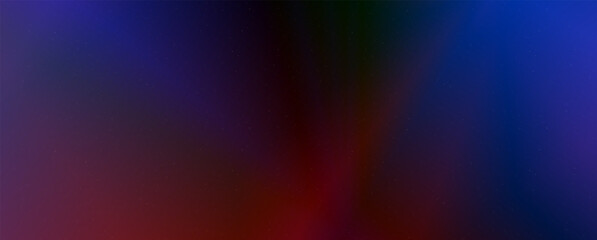 Background with trendy gradient and noise. Red and blue colors. Glare from lenses, overlay texture. Vector banner with dust and smooth color transition