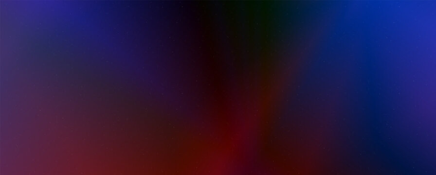 Background with trendy gradient and noise. Red and blue colors. Glare from lenses, overlay texture. Vector banner with dust and smooth color transition