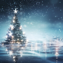 Holiday background with christmas tree - obrazy, fototapety, plakaty