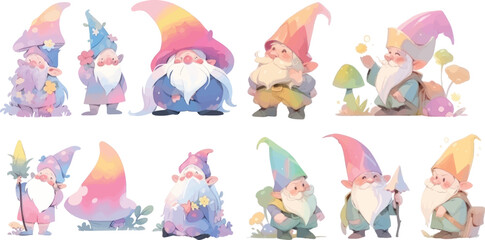 Set of rainbow gnome for Christmas 