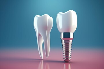 Painless Dental care implant. Care smile. Generate Ai - obrazy, fototapety, plakaty