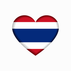 Thai flag heart-shaped sign. Vector illustration.