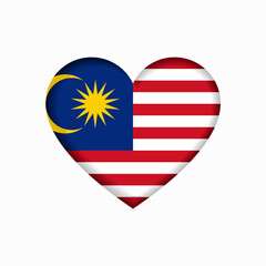 Malaysian flag heart-shaped sign. Vector illustration.