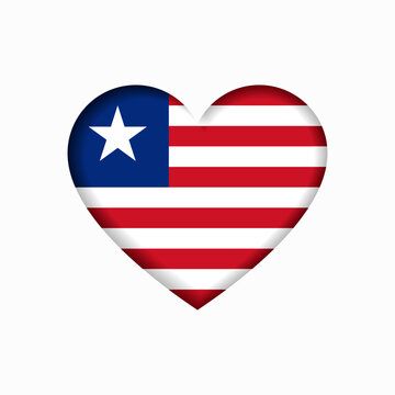 Liberian flag heart-shaped sign. Vector illustration.