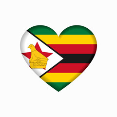 Zimbabwean flag heart-shaped sign. Vector illustration.