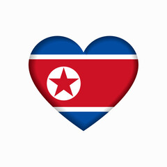 North Korean flag heart-shaped sign. Vector illustration.