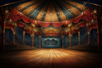 Spacious Empty circus tent. Big fair fun. Generate Ai