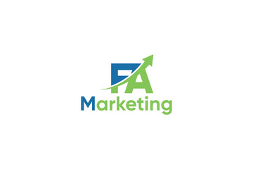 F A Letter And Arrow Digital Marketing Logo Vector Template