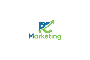 
F C Letter And Arrow Digital Marketing Logo Vector Template