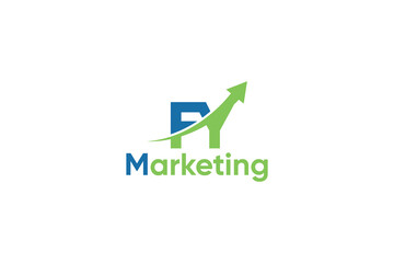 F Y Letter And Arrow Digital Marketing Logo Vector Template