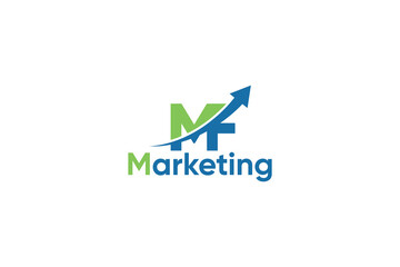 M F Letter And Arrow Digital Marketing Logo Vector Template