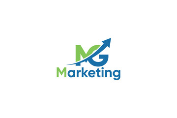 M G Letter And Arrow Digital Marketing Logo Vector Template