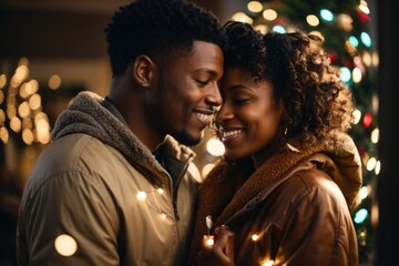 Obraz na płótnie Canvas Sharing the Season's Magic: A Couples' Christmas Unwrapping