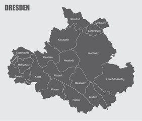 Dresden administrative map - obrazy, fototapety, plakaty
