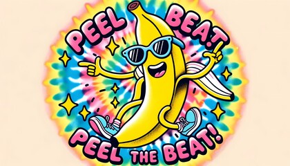 Illustration of a dancing banana with cool sunglasses