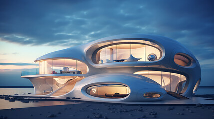 futuristic home architecture, 3d render