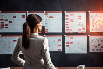 With a steadfast work ethic, a determined woman manager tackles her office challenges head-on, symbolizing resilience, persistence, and a commitment to excellence