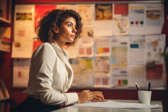 In the realm of office responsibilities, a committed woman executive perseveres, showcasing her unwavering dedication and drive to excel in her professional endeavors