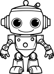 Robot Hand Drawn Vector illustration For Kids