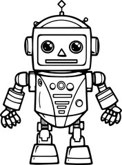 Robot Hand Drawn Vector illustration For Kids