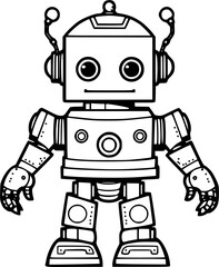 Robot Hand Drawn Vector illustration For Kids