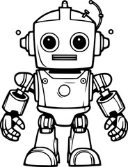 Robot Hand Drawn Vector illustration For Kids