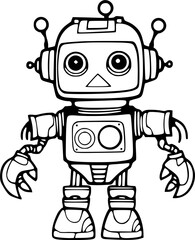 Robot Hand Drawn Vector illustration For Kids