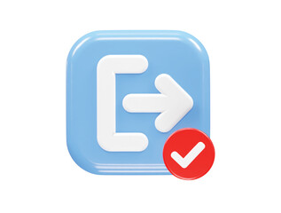 Exit icon logout 3d illustration rendering transparent