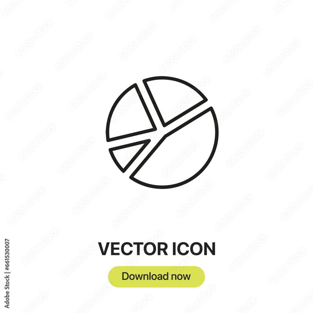 Poster Pie Chart icon vector. Linear-style sign for mobile concept and web design. Pie Chart symbol illustration. Pixel vector graphics - Vector.
