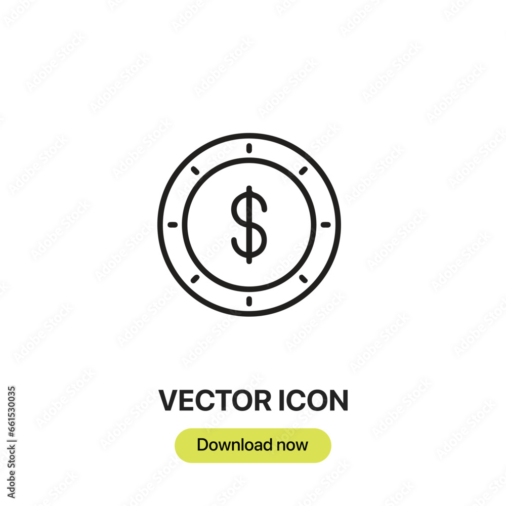 Poster coin icon vector. linear-style sign for mobile concept and web design. coin symbol illustration. pix
