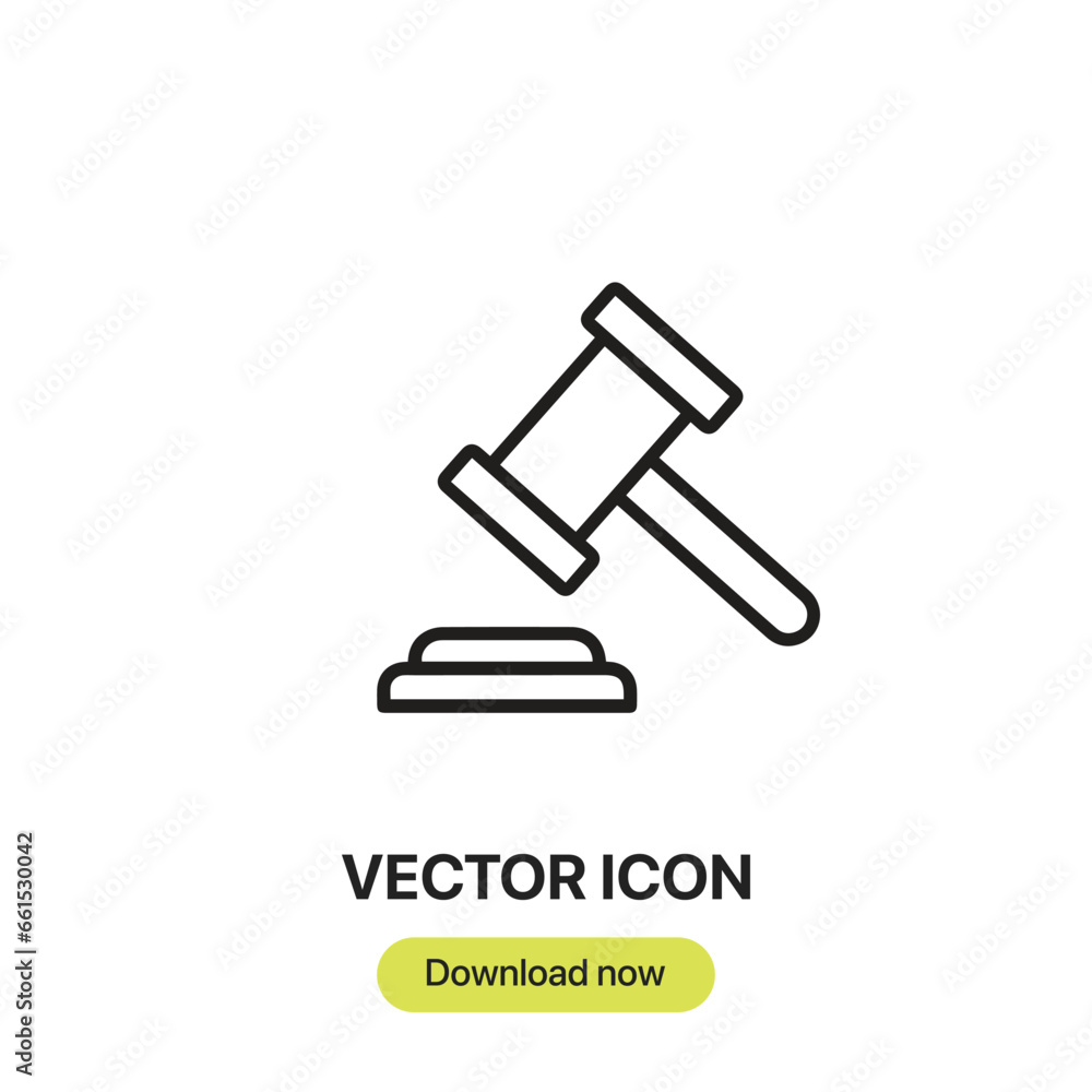 Leinwandbilder gavel icon vector. linear-style sign for mobile concept and web design. gavel symbol illustration. p