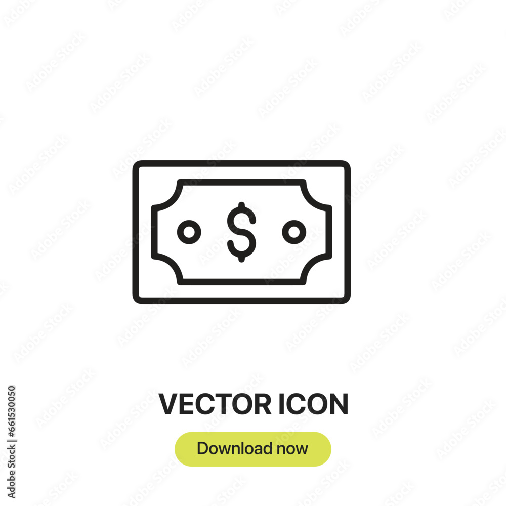 Poster Dollar icon vector. Linear-style sign for mobile concept and web design. Dollar symbol illustration. Pixel vector graphics - Vector.