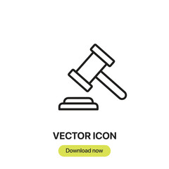 Gavel icon vector. Linear-style sign for mobile concept and web design. Gavel symbol illustration. Pixel vector graphics - Vector.