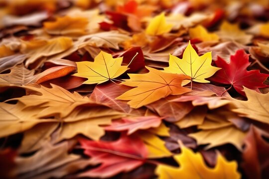 fallen yellow and orange autumn leaves background