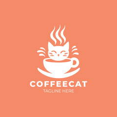An adorable cat vector icon of a kitten with a coffee cup, a versatile logo symbol with a charming cartoon character illustration design.
