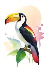 Watercolor Toucan. Generative AI