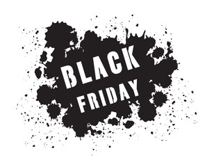 Banner for Black friday. Background of black paints with stains and splashes. Vector illustration isolated on transparent background.