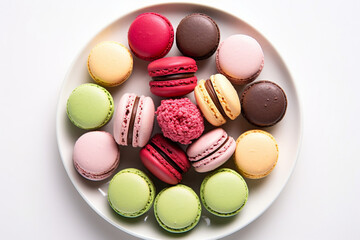 Macaroons on a wooden table AI Generated