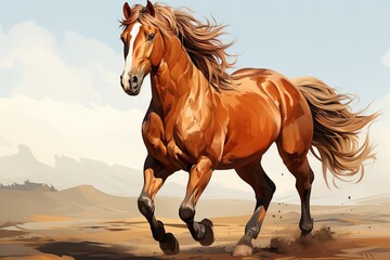 Graceful Horse in Color Illustration